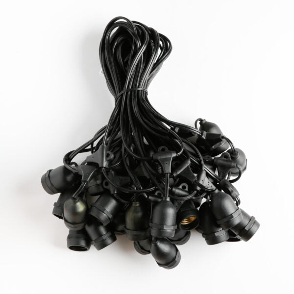 Hometown Evolution E26 Commercial Grade 50 Foot Black String Light with Suspended Sockets and 16 Gauge Wire