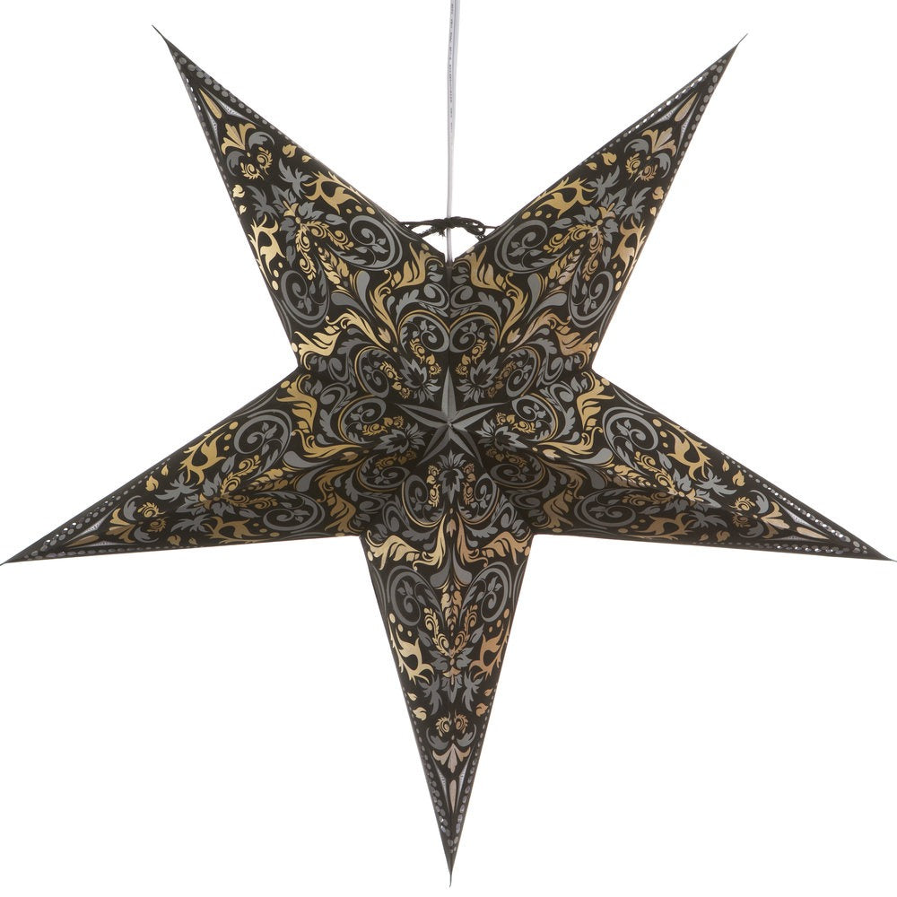 Hometown Evolution Fleur De Lis Paper Star Black Outdoor Lantern
