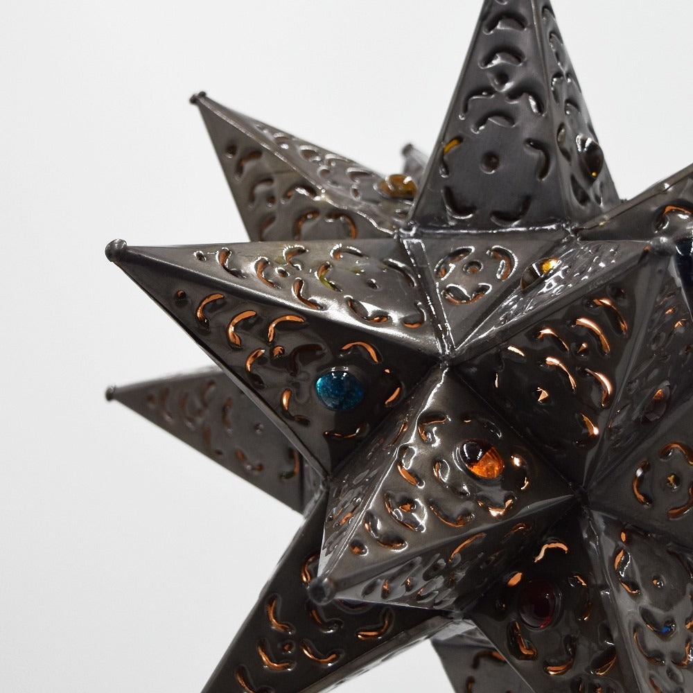 Hometown Evolution Flower Cut 12" Tin Star Light with Marbles