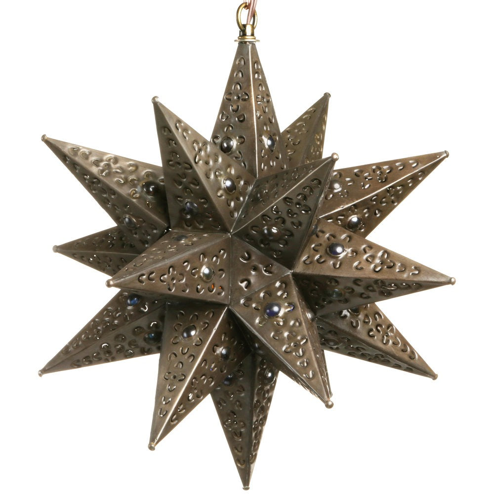 Hometown Evolution Flower Cut 12" Tin Star Light with Marbles