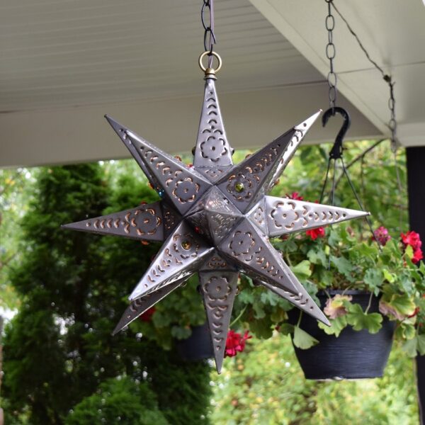 Hometown Evolution Flower Cut 18" Tin Star Light with Marbles