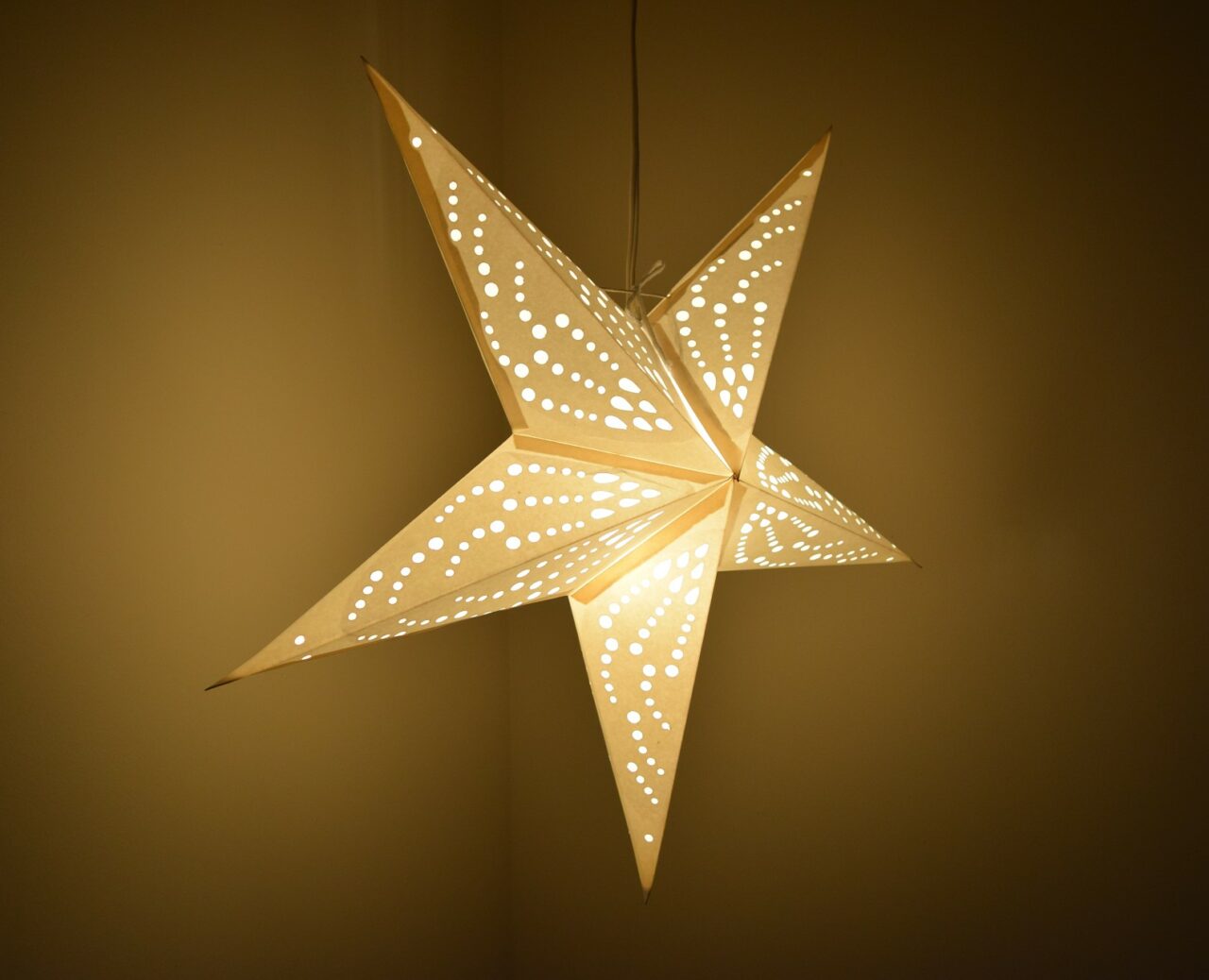Hometown Evolution Frozen Paper Star Outdoor Lantern with Cord