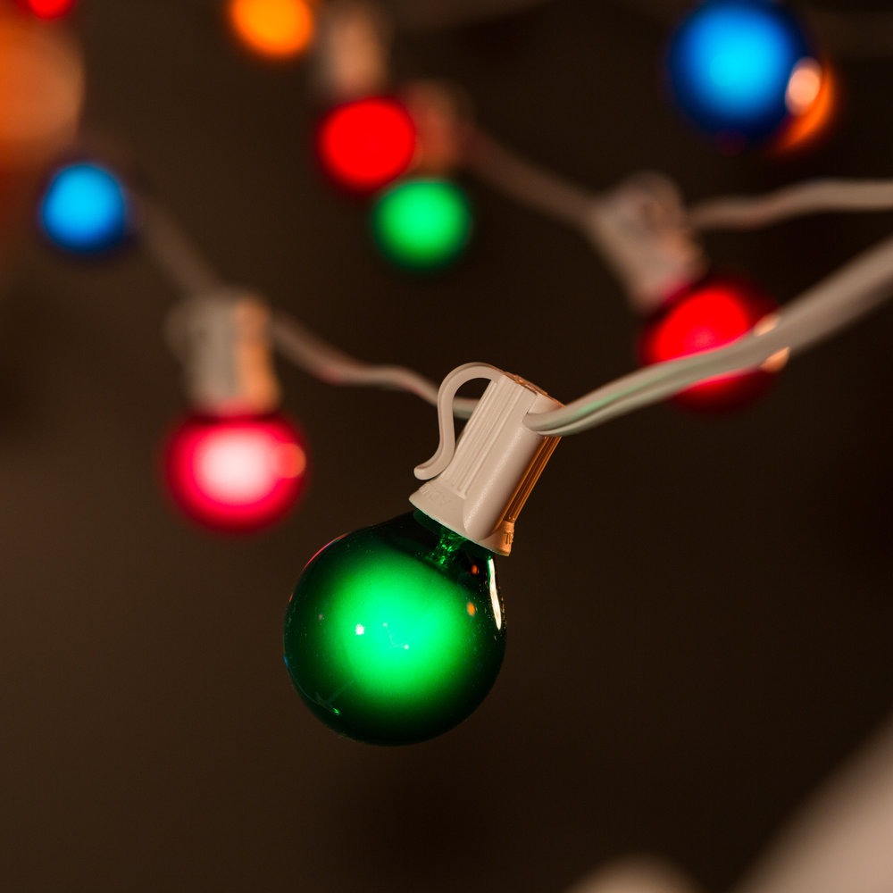 Hometown Evolution G40 100 Foot Assorted Satin String Light Set with White Wire