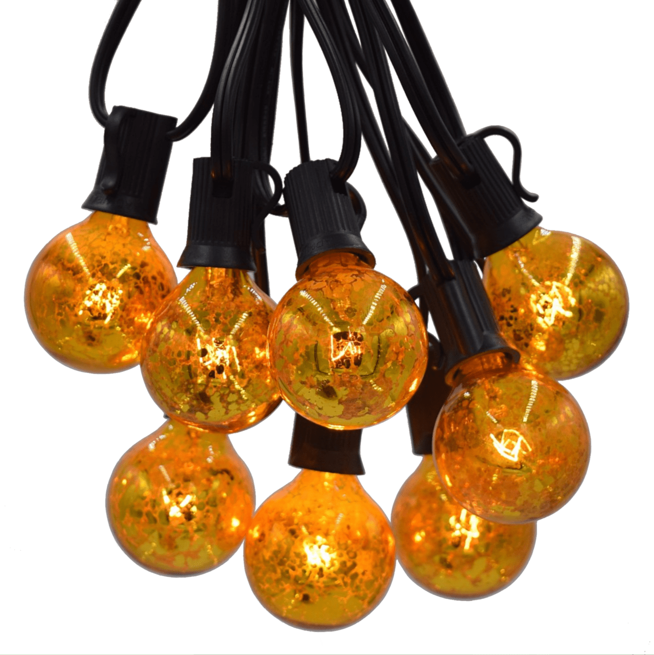 Hometown Evolution G40 100 Foot Mercury Gold String Light Set with Black Wire
