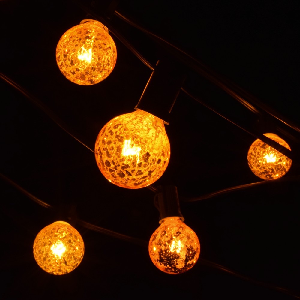 Hometown Evolution G40 100 Foot Mercury Gold String Light Set with Black Wire