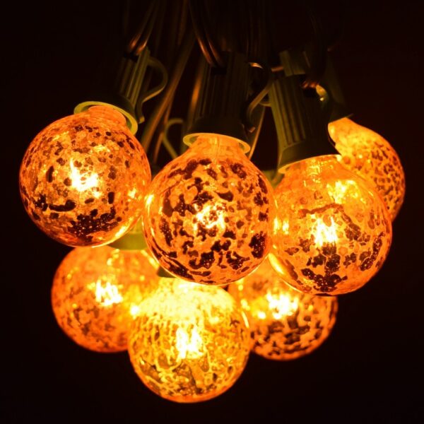 Hometown Evolution G40 100 Foot Mercury Gold String Light Set with Green Wire