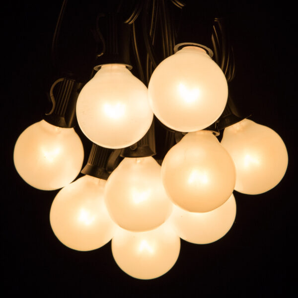 Hometown Evolution G40 100 Foot White Satin Pearl String Light with Black Wire