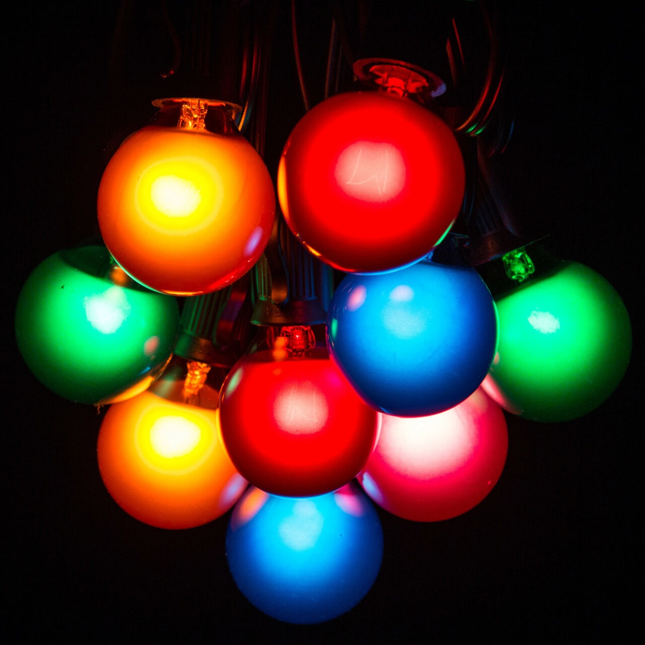 Hometown Evolution G40 50 Foot Assorted Satin String Light Set with Black Wire