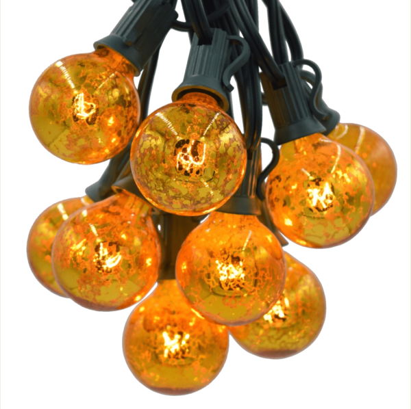 Hometown Evolution G40 50 Foot Mercury Gold String Light Set with Green Wire