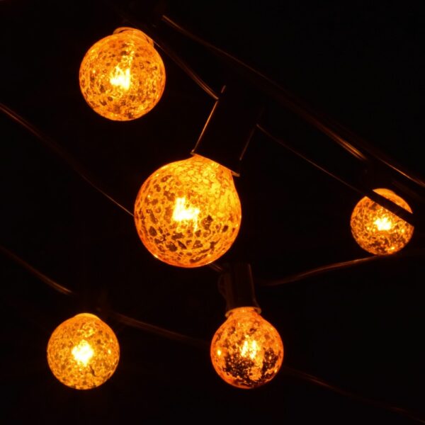Hometown Evolution G40 50 Foot Mercury Gold String Light Set with Green Wire