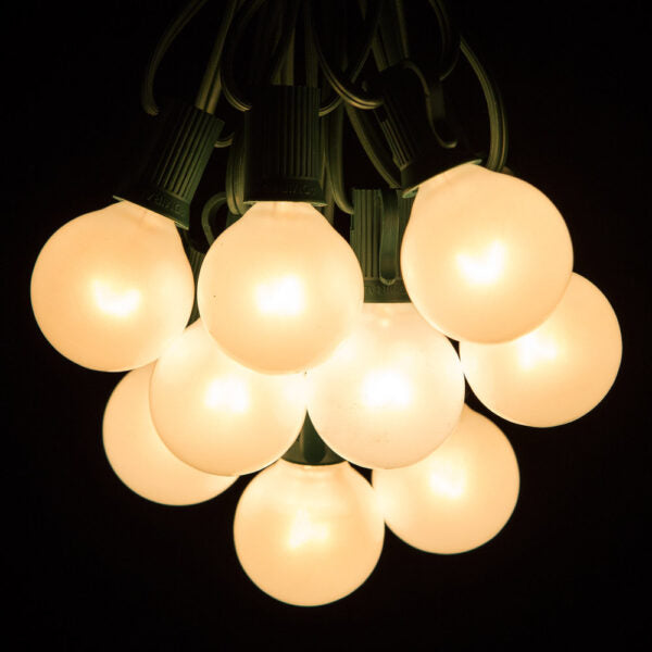 Hometown Evolution G40 50 Foot White Satin Pearl String Light with Green Wire