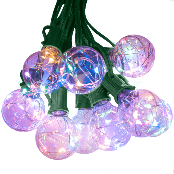 Hometown Evolution G40 LED Fairy 100 Foot Multicolor String Light Set with Green Wire