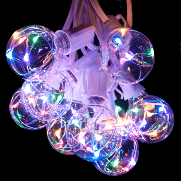 Hometown Evolution G40 LED Fairy 100 Foot Multicolor String Light Set with White Wire