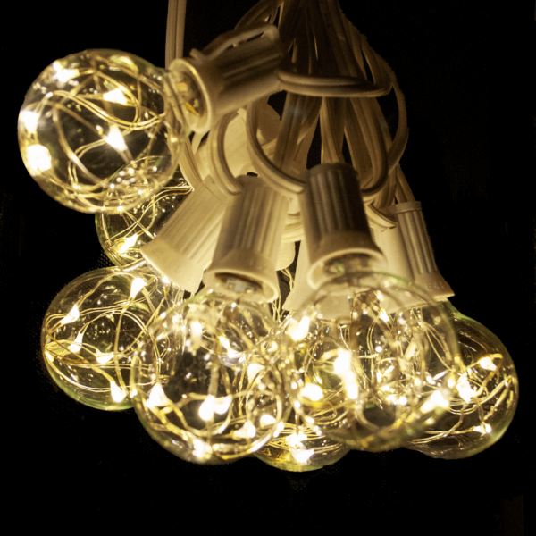 Hometown Evolution G40 LED Fairy 100 Foot Warm White String Light Set with White Wire