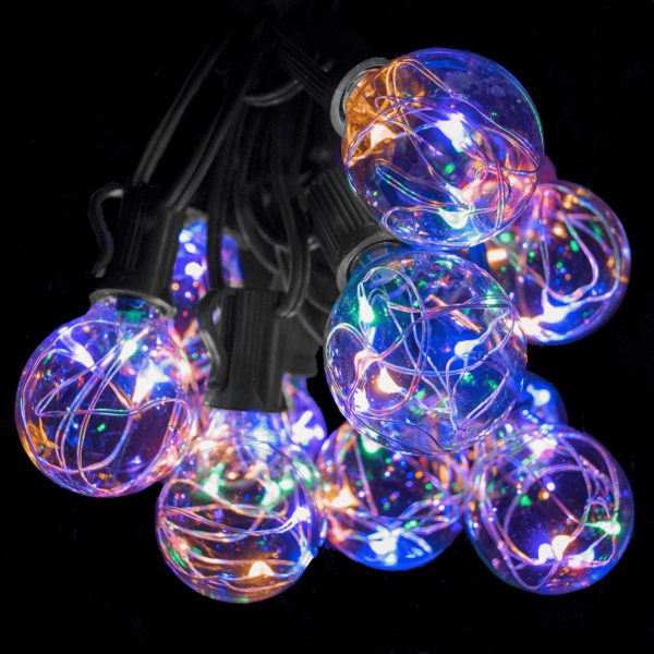 Hometown Evolution G40 LED Fairy 25 Foot Multicolor String Light Set with Black Wire