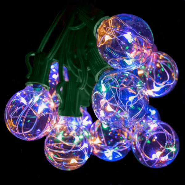 Hometown Evolution G40 LED Fairy 25 Foot Multicolor String Light Set with Green Wire