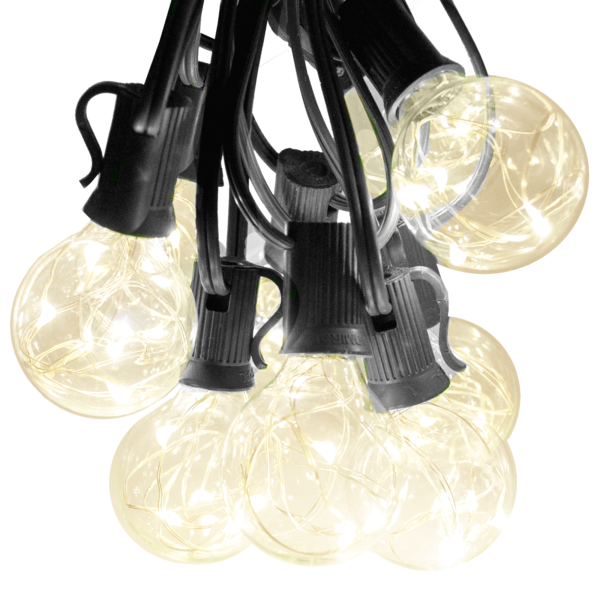 Hometown Evolution G40 LED Fairy 25 Foot Warm White String Light Set with Black Wire