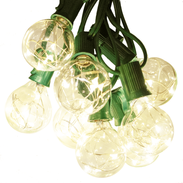 Hometown Evolution G40 LED Fairy 25 Foot Warm White String Light Set with Green Wire