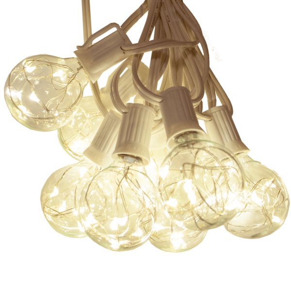 Hometown Evolution G40 LED Fairy 25 Foot Warm White String Light Set with White Wire