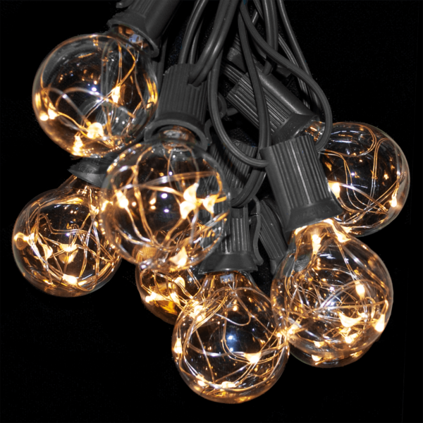 Hometown Evolution G40 LED Fairy 50 Foot Warm White String Light Set with Black Wire