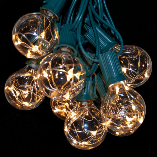 Hometown Evolution G40 LED Fairy 50 Foot Warm White String Light Set with Green Wire