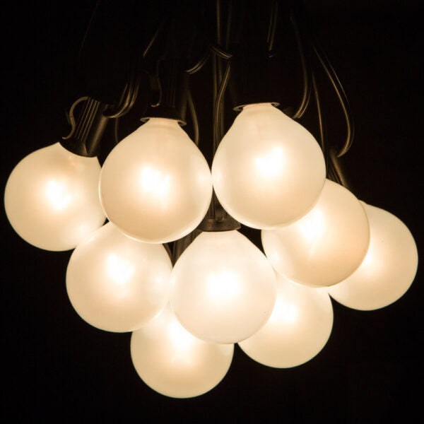 Hometown Evolution G50 10 Foot White Satin Pearl String Light Set with Black Wire