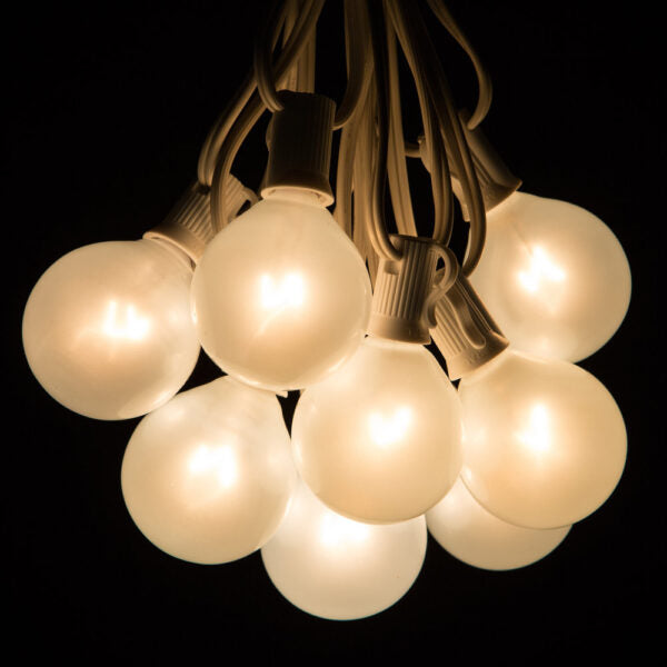 Hometown Evolution G50 10 Foot White Satin Pearl String Light Set with White Wire