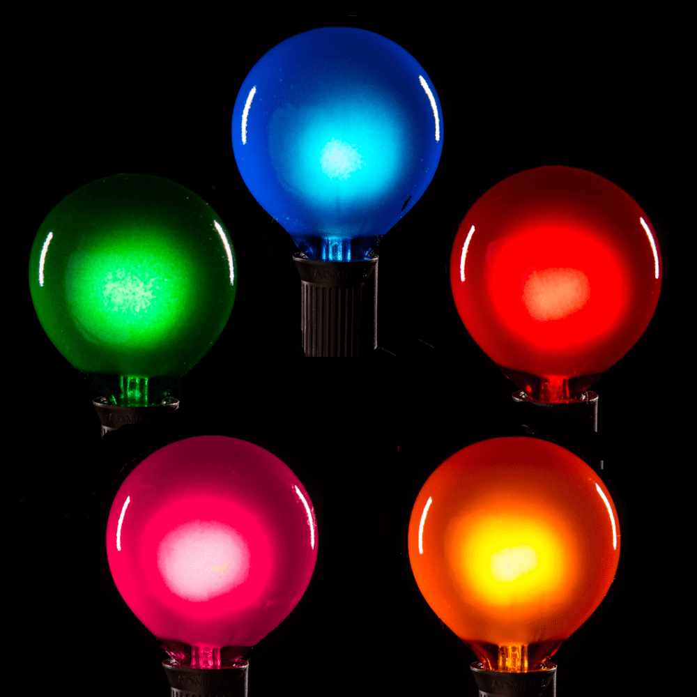 Hometown Evolution G50 100 Foot Assorted Color Satin String Light with White Wire