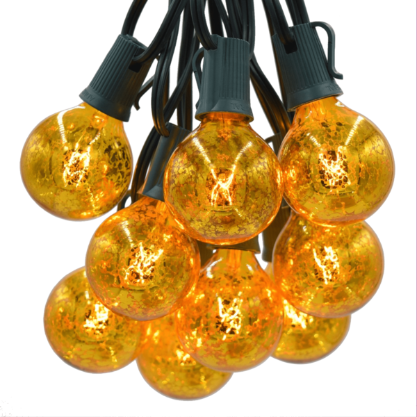 Hometown Evolution G50 100 Foot Mercury Gold String Light Set with Green Wire