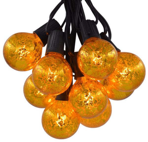 Hometown Evolution G50 25 Foot Mercury Gold String Light Set with Black Wire