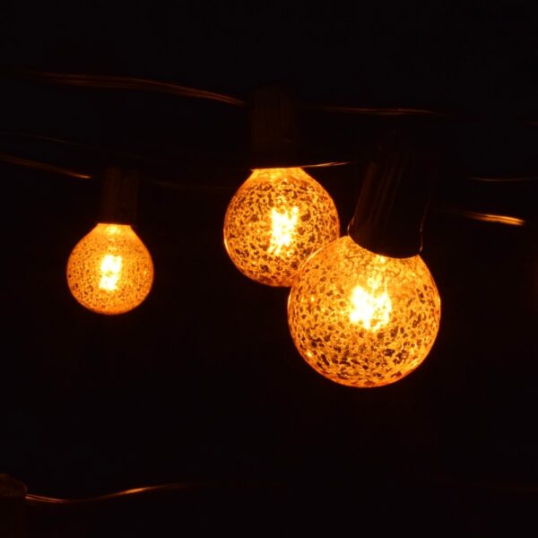 Hometown Evolution G50 25 Foot Mercury Gold String Light Set with Black Wire