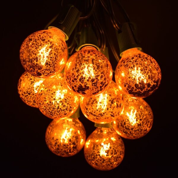 Hometown Evolution G50 25 Foot Mercury Gold String Light Set with Green Wire
