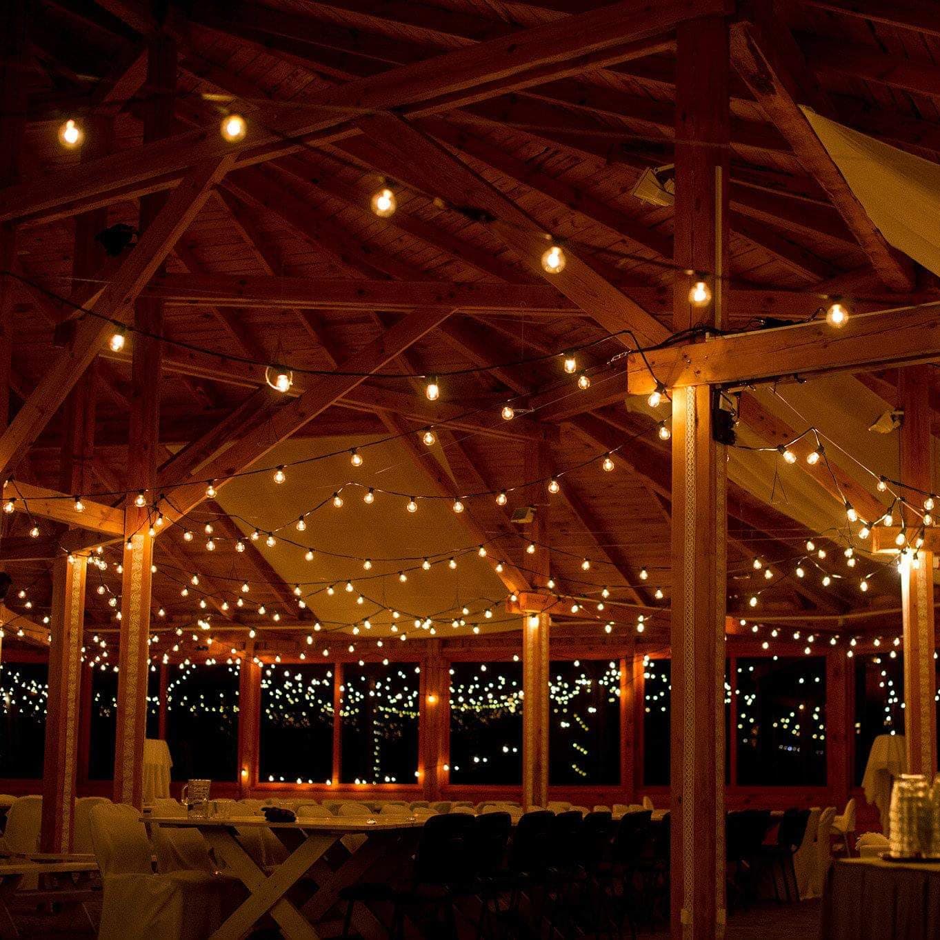 Hometown Evolution G50 25 Foot White Satin Pearl String Light Set with Green Wire