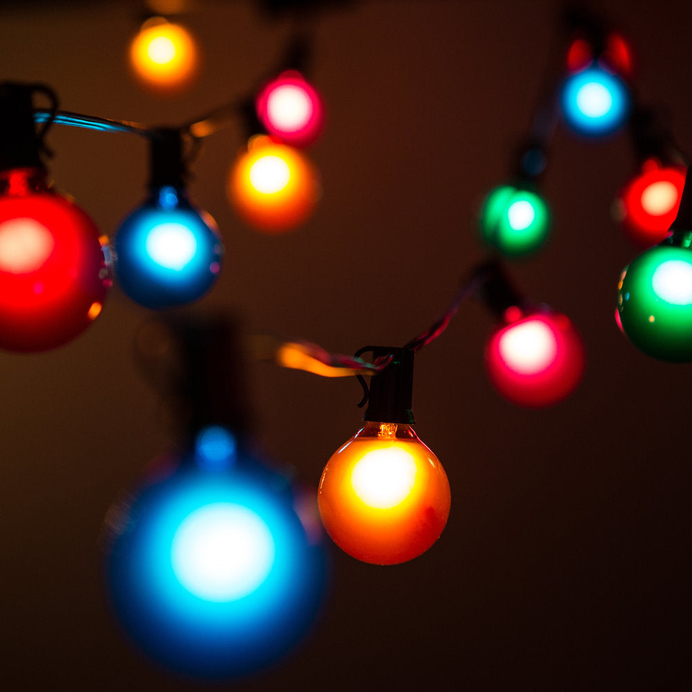 Hometown Evolution G50 50 Foot Assorted Color Satin String Light with Green Wire