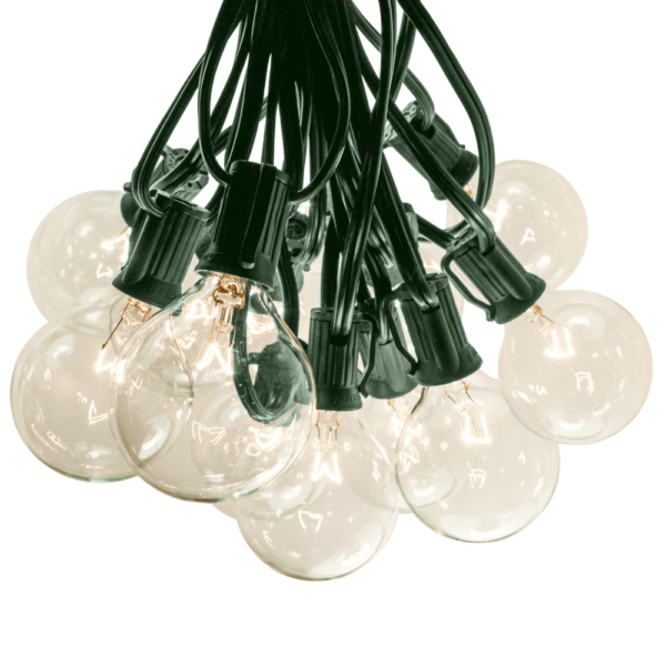 Hometown Evolution G50 50 Foot Clear String Light Set with Green Wire