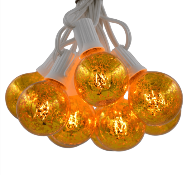 Hometown Evolution G50 50 Foot Mercury Gold String Light Set with White Wire