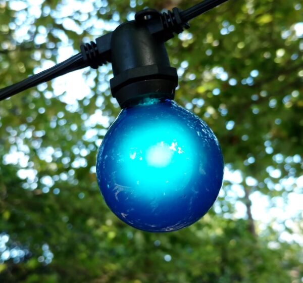 Hometown Evolution G50 Blue Satin Light Bulb with C9-E17 Base (Box of 25)
