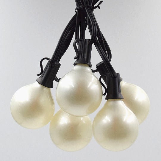 Hometown Evolution G50 LED 10 Foot White Satin Pearl String Light Set with Black Wire