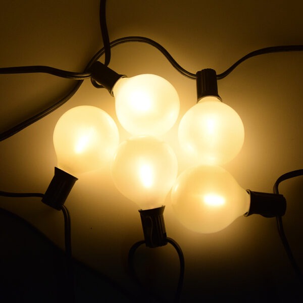 Hometown Evolution G50 LED 10 Foot White Satin Pearl String Light Set with Black Wire