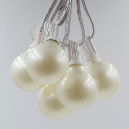 Hometown Evolution G50 LED 10 Foot White Satin Pearl String Light Set with White Wire