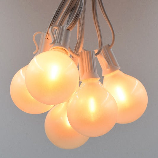 Hometown Evolution G50 LED 10 Foot White Satin Pearl String Light Set with White Wire