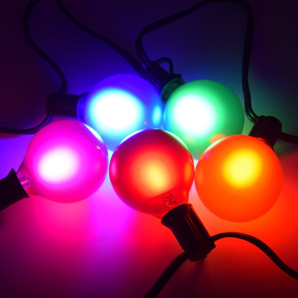 Hometown Evolution G50 LED 100 Foot Assorted Satin Pearl String Light Set with Black Wire