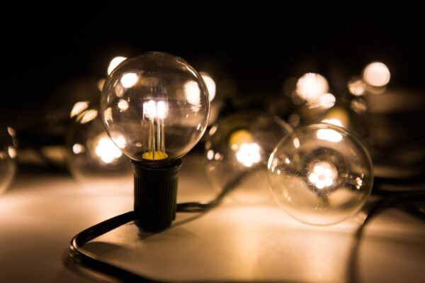 Hometown Evolution G50 LED 100 Foot Warm White String Light Set with Green Wire