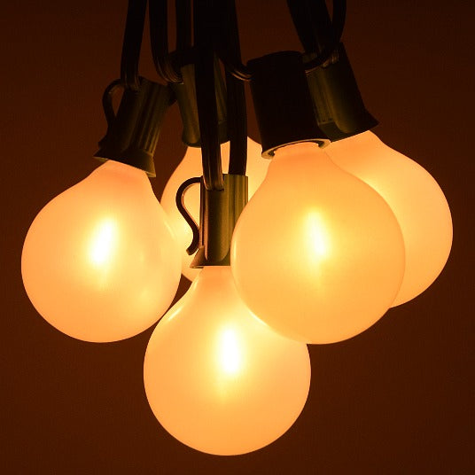 Hometown Evolution G50 LED 100 Foot White Satin Pearl String Light Set with Black Wire