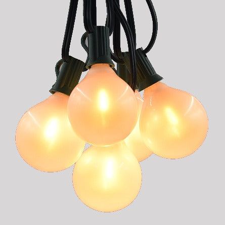Hometown Evolution G50 LED 100 Foot White Satin Pearl String Light Set with Green Wire