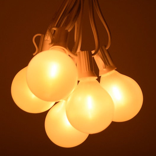 Hometown Evolution G50 LED 100 Foot White Satin Pearl String Light Set with White Wire