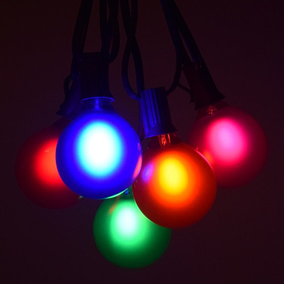 Hometown Evolution G50 LED 50 Foot Assorted Satin Pearl String Light Set with Black Wire
