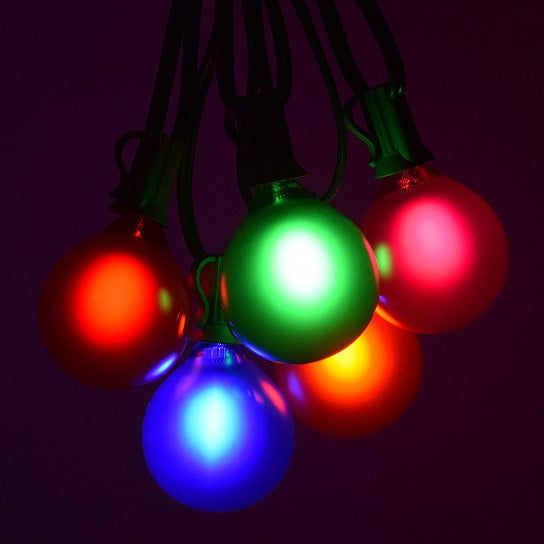 Hometown Evolution G50 LED 50 Foot Assorted Satin Pearl String Light Set with Green Wire