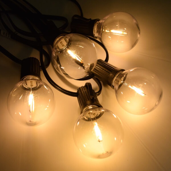 Hometown Evolution G50 Plastic LED Filament 100 Foot String Light Set with White Wire