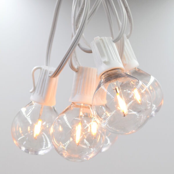 Hometown Evolution G50 Plastic LED Filament 100 Foot String Light Set with White Wire